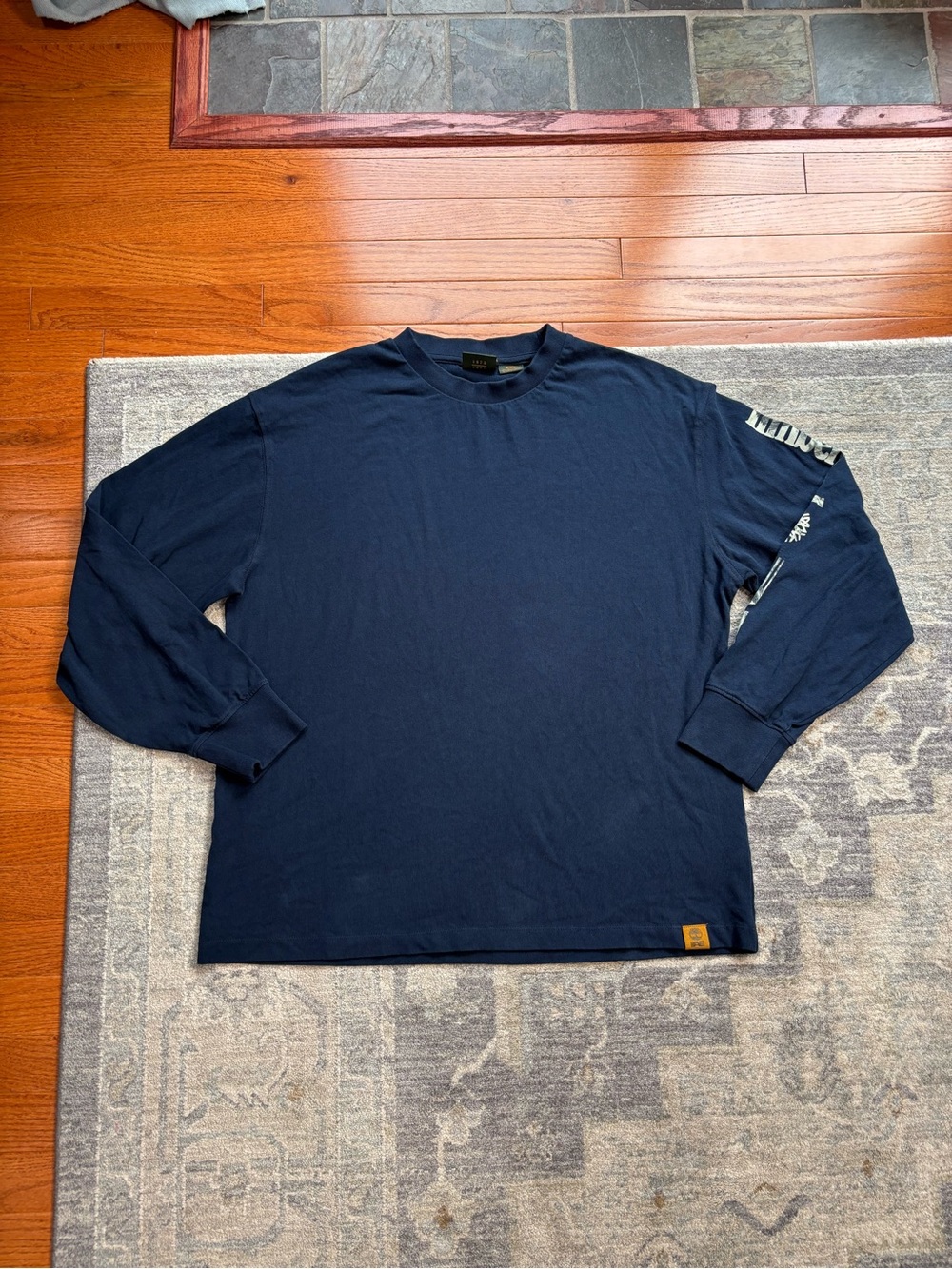 Timberland X American Eagle Men's Navy Long-Sleeve Shirt - Casual Crewneck in M